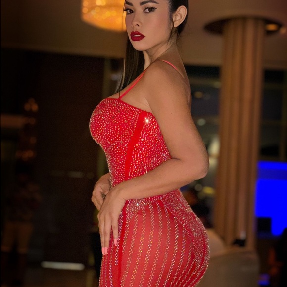 Red Luxe Bodycon Dress - Picture 5 of 10